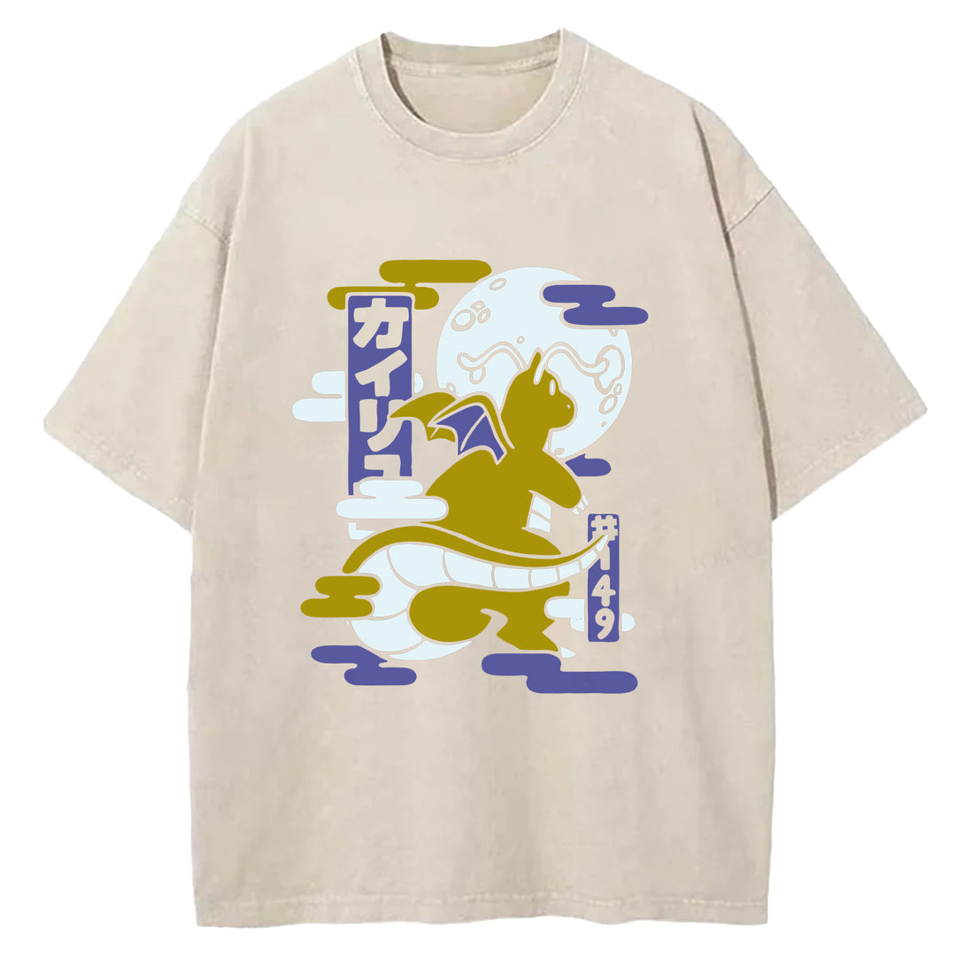 Funny Monster Washed Crew Neck T-Shirt