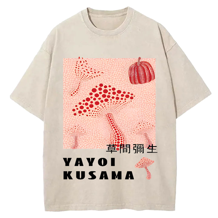 Yayoi Kusama Vintage Design Washed Crew Neck T-Shirt