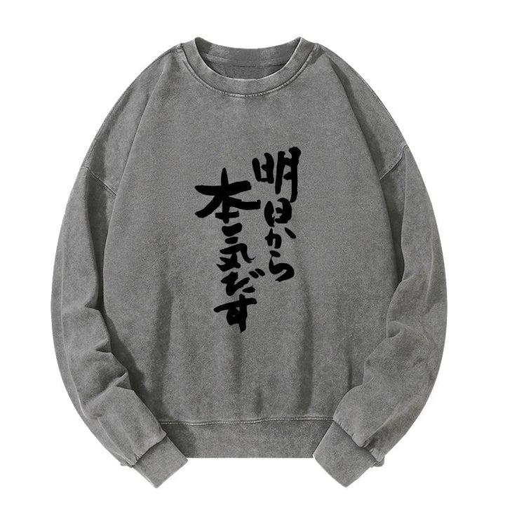 I'm Going To Get Serious Tomorrow Japan Washed Sweatshirt