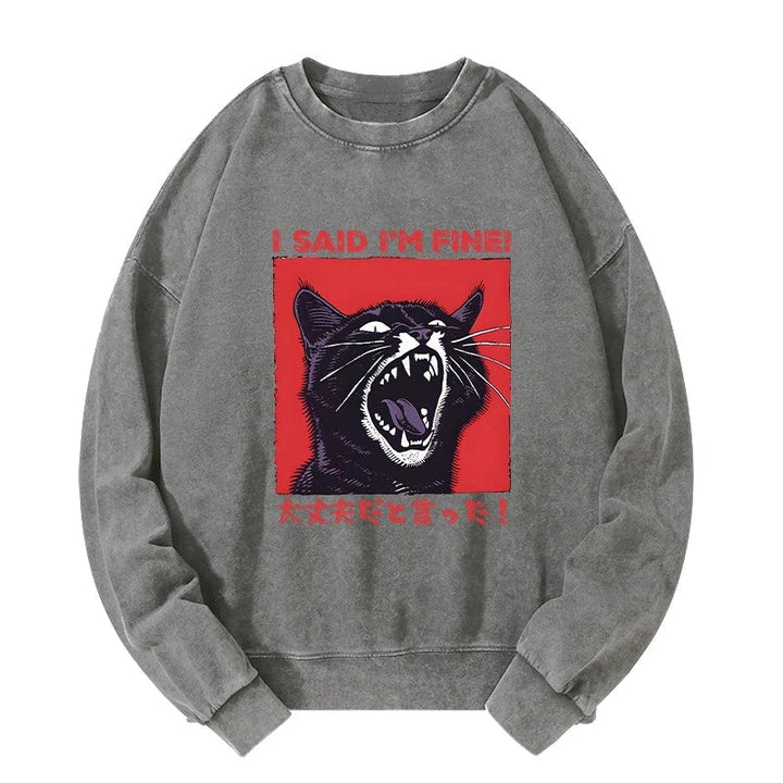Angry Cat Japan Washed Sweatshirt