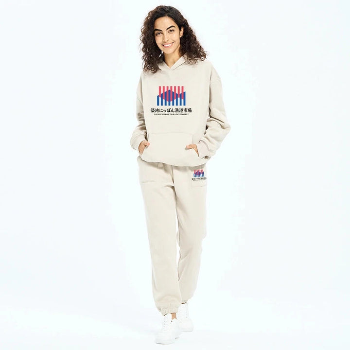 Tsukiji Nippon Fish Port Market Fleece Lined Hoodie Set