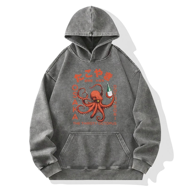 Octopus Drinks Soju Washed Hoodie