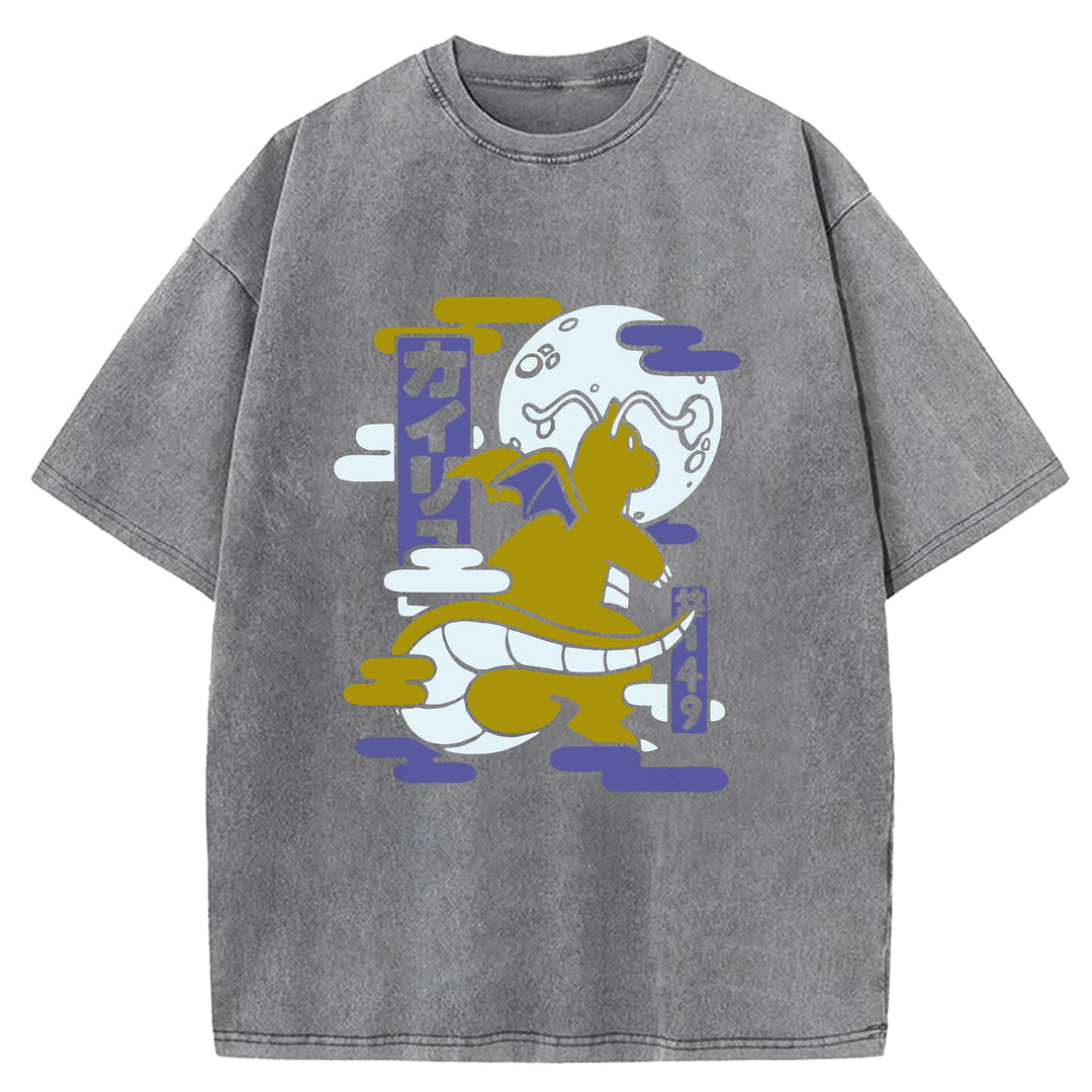 Funny Monster Washed Crew Neck T-Shirt