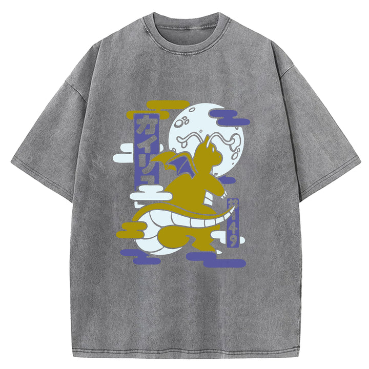 Funny Monster Washed Crew Neck T-Shirt