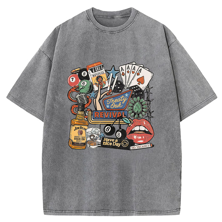 Have A Nice Day Design Washed Crew Neck T-shirt
