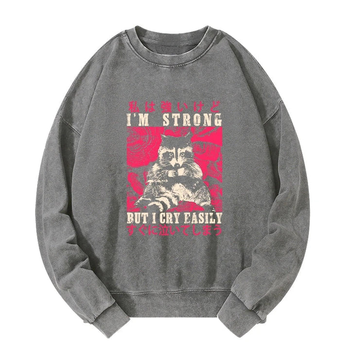 I Am Strong Raccoon Washed Sweatshirt