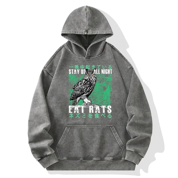 Owls Prey On Rats At Night Washed Hoodie