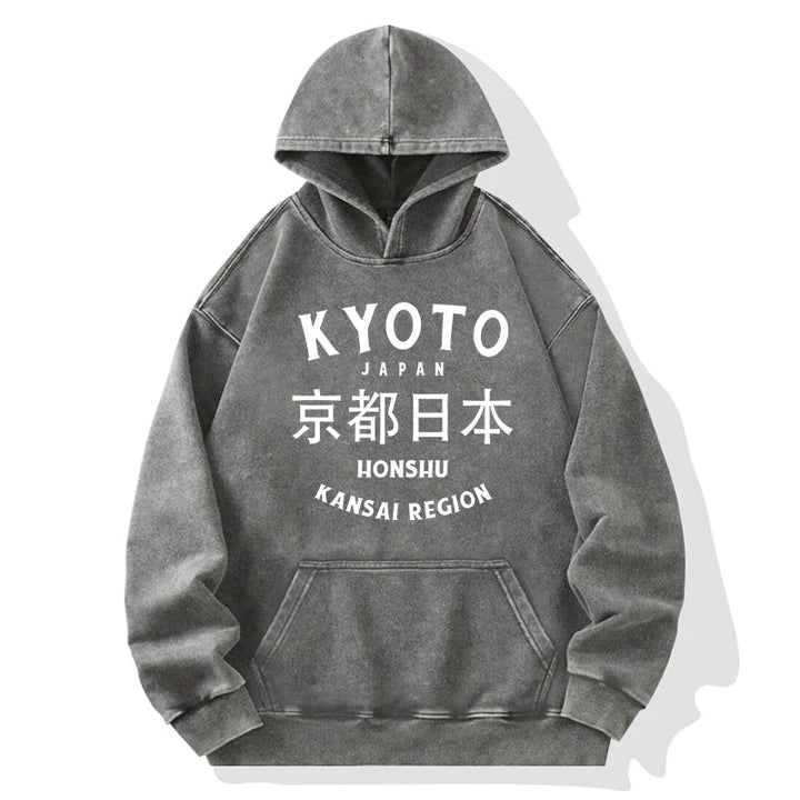 Kyoto Japan Kanji Washed Hoodie
