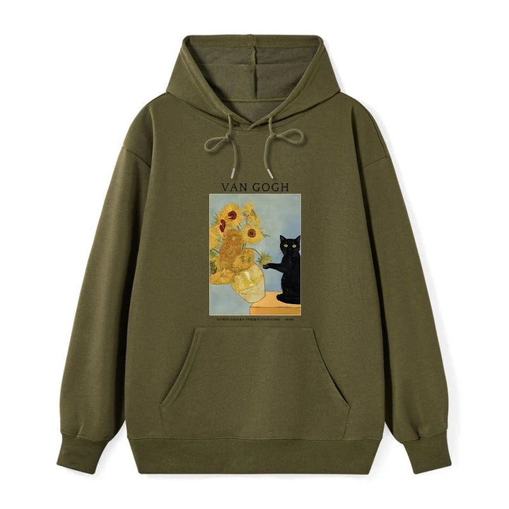 Black Cat With Sunflowers Classic Hoodie