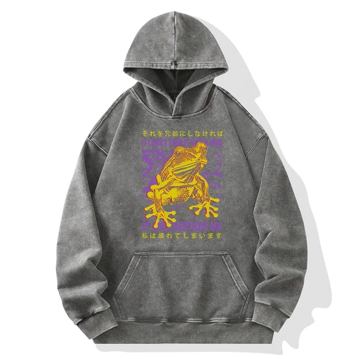 A Frog Prone To Emotional Breakdown Washed Hoodie