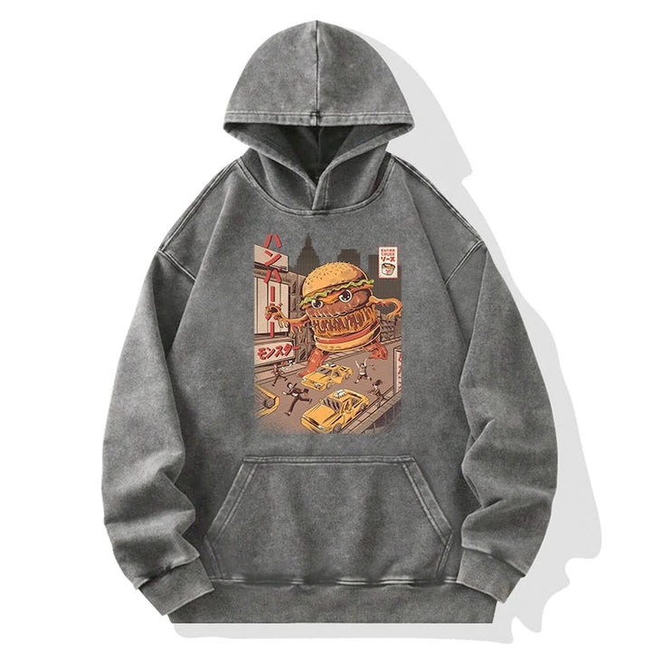 The Great Burger Kaiju Japanese Washed Hoodie