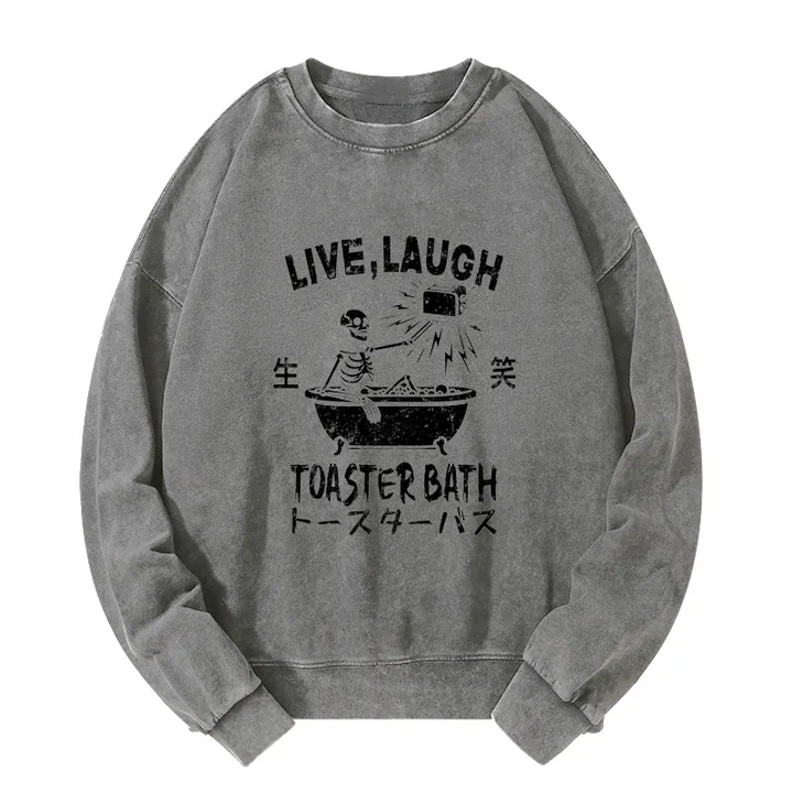 Funny Electric Shock Skeleton Washed Sweatshirt