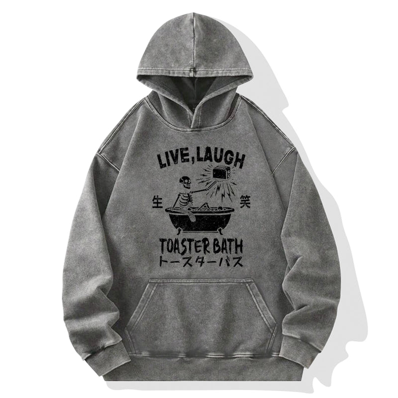 Funny Electric Shock Skeleton Washed Hoodie