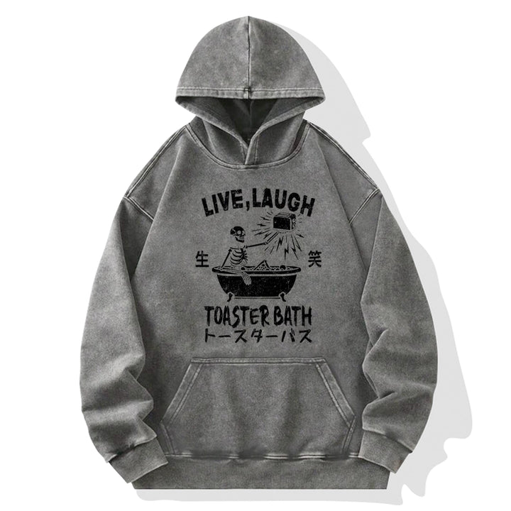 Funny Electric Shock Skeleton Washed Hoodie