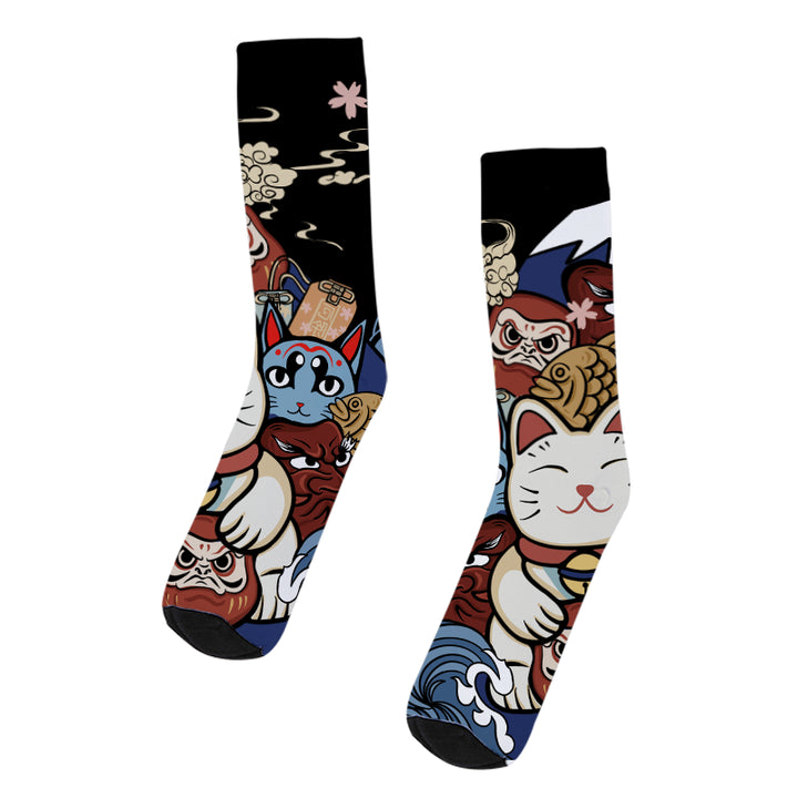 Traditional Japanese Elements Black Socks