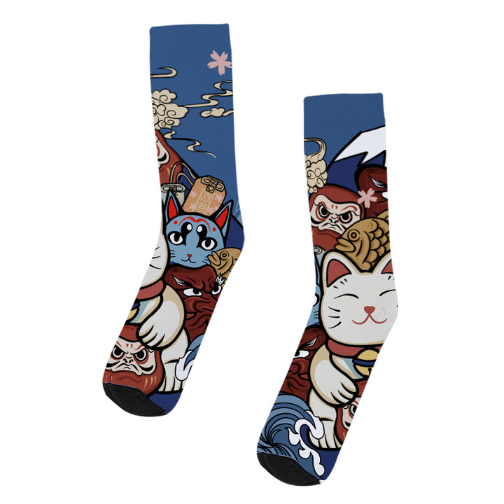 Traditional Japanese Elements Blue Socks