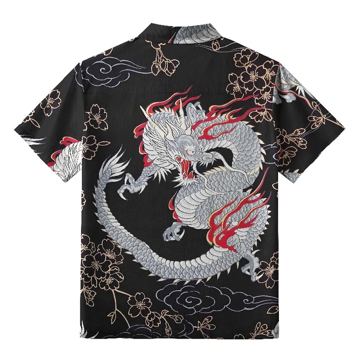 Sakura And Dragon Button-up Shirt