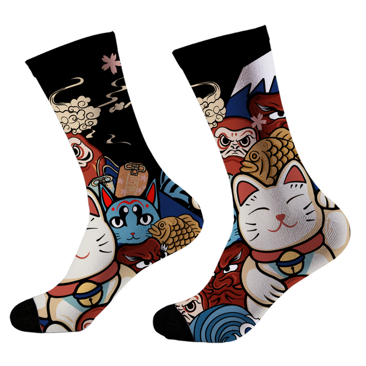 Traditional Japanese Elements Black Socks
