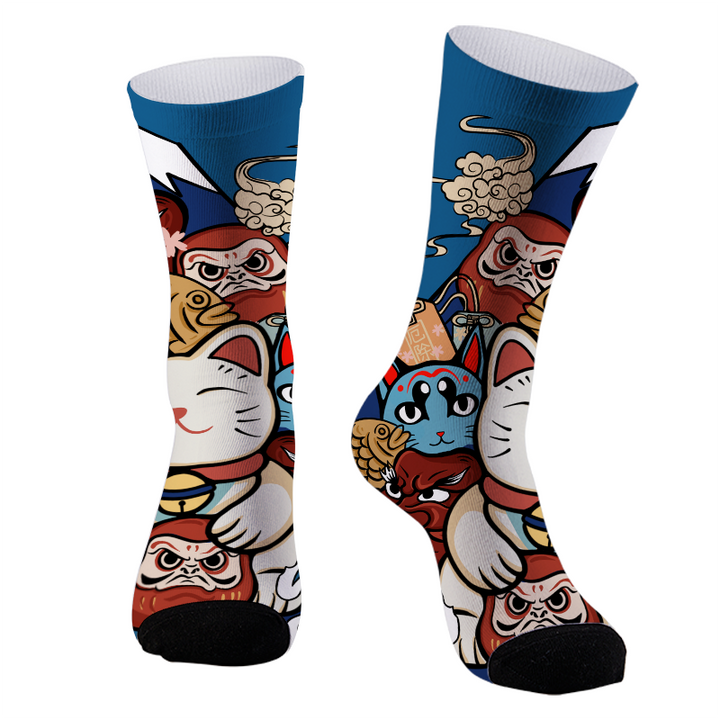 Traditional Japanese Elements Blue Socks