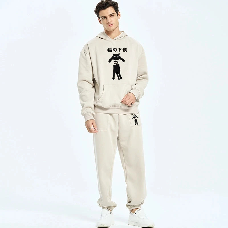 Cat Servant Japanese Fleece Lined Hoodie Set