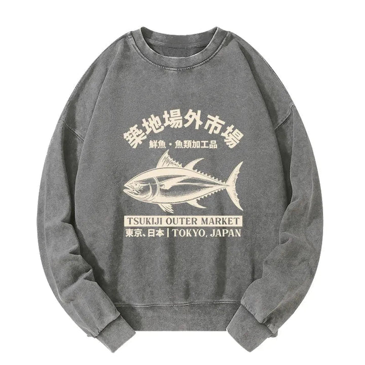 Japan Tsukiji Fish Market Washed Sweatshirt