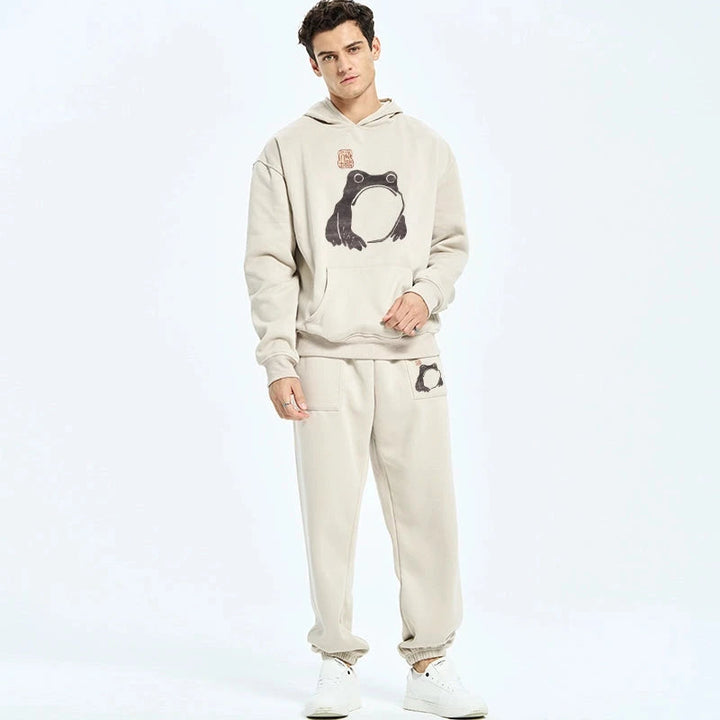 Matsumoto Hoji Woodblock Print Frog Fleece Lined Hoodie Set
