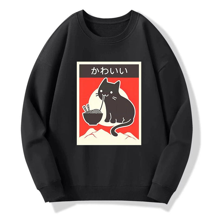 "Kawaii" Vintage Style Japenese Ramen Cat Sweatshirt