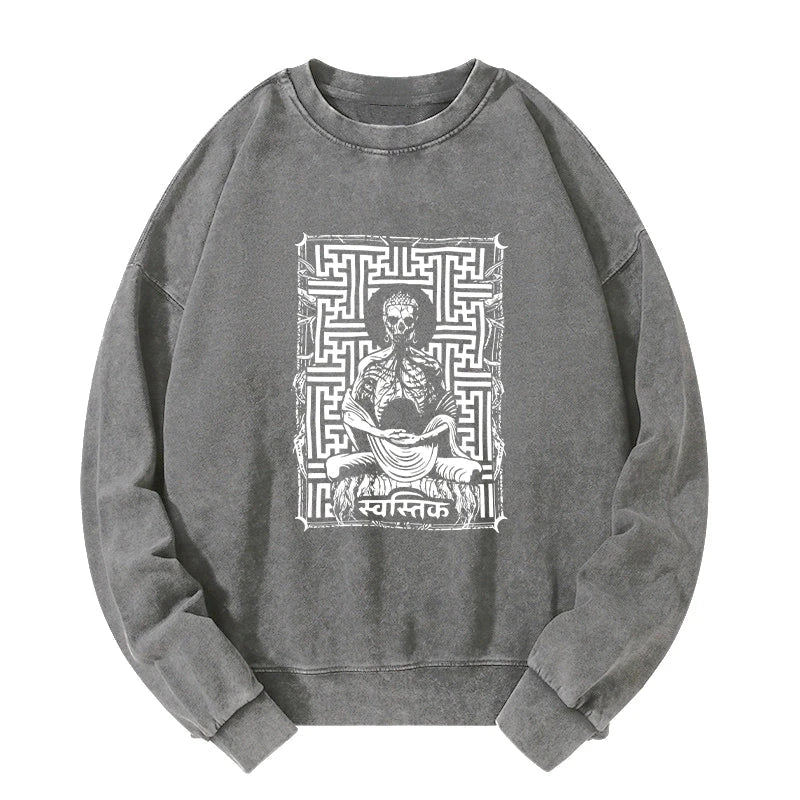 Sayagata Buddha Graphic Washed Sweatshirt