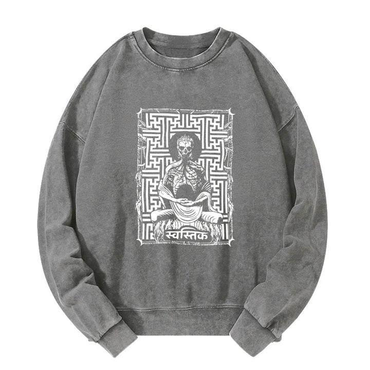 Sayagata Buddha Graphic Washed Sweatshirt