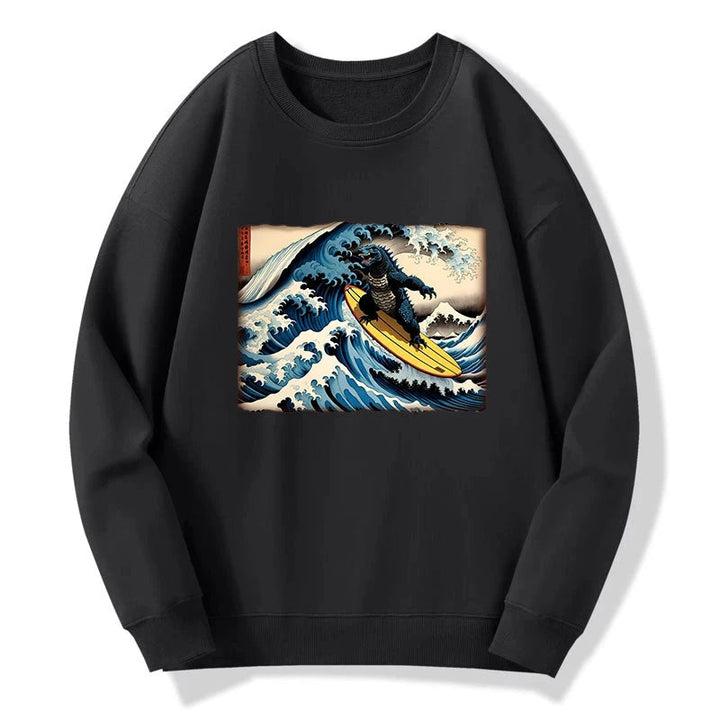 Dinosaur Surfing Japanese Sweatshirt