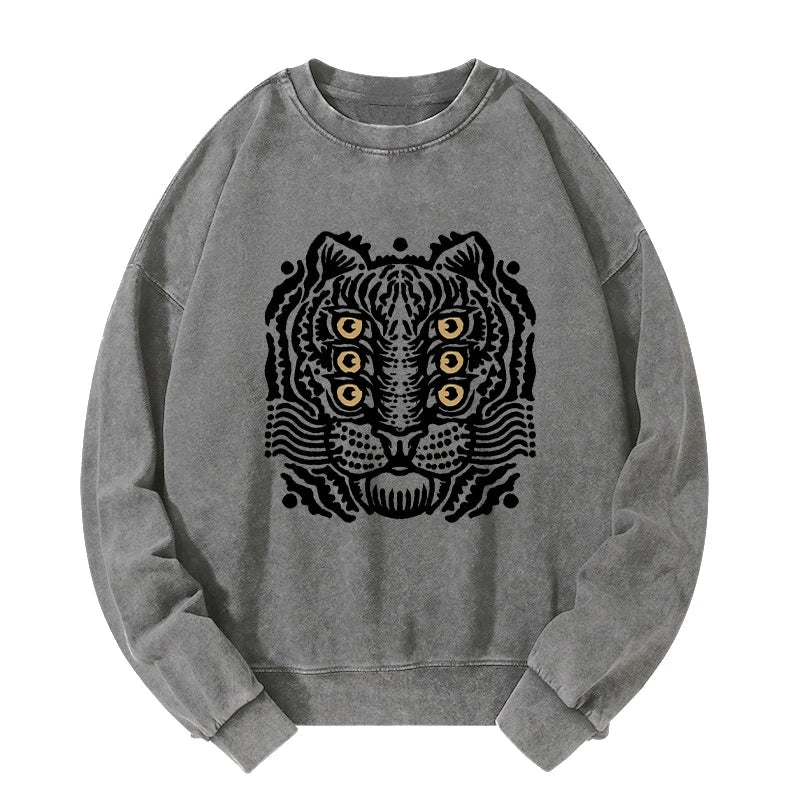 Six-eyed Cat Japanese Washed Sweatshirt