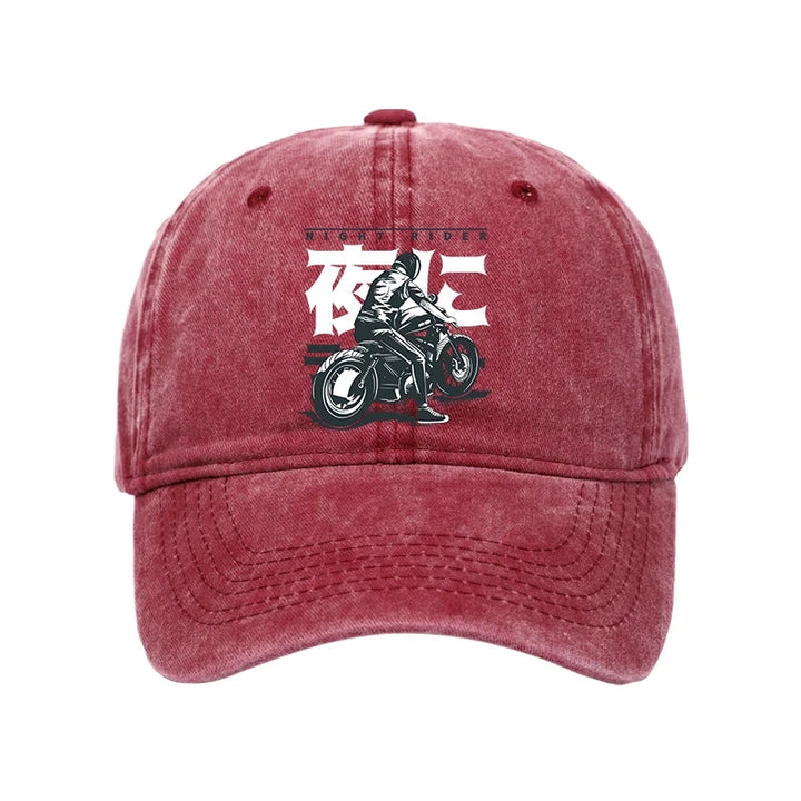Motorcyclist Japanese Night Rider Washed Cap