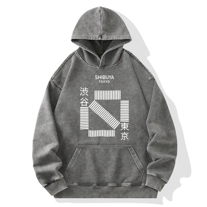Japanese Shibuya Crossing Washed Hoodie