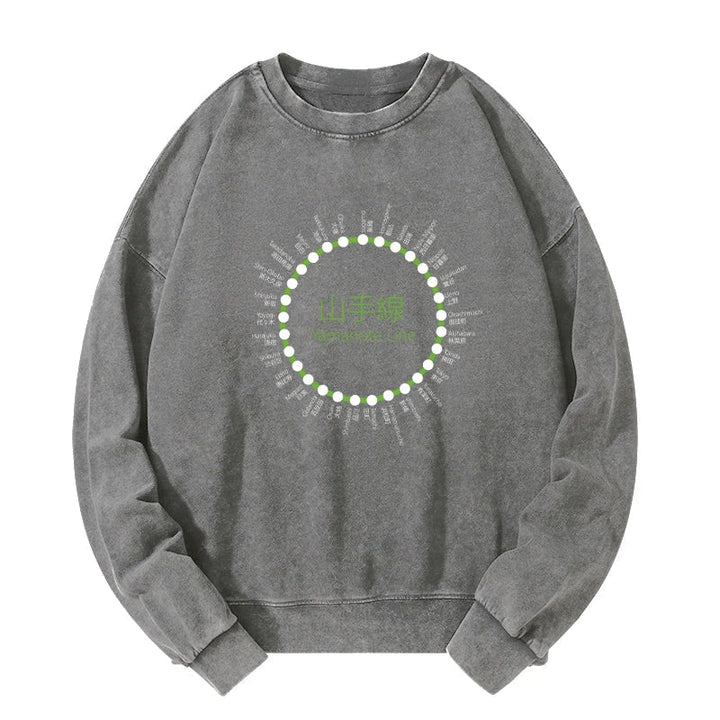 Yamanote Line Stations Circle Washed Sweatshirt