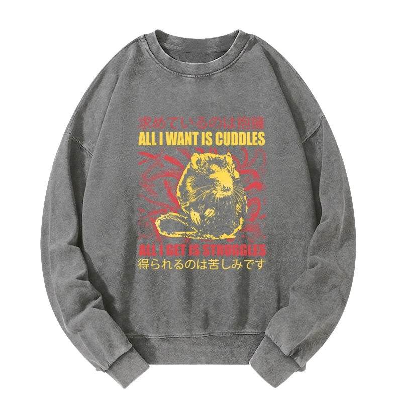 All I Want Is Cuddles Washed Sweatshirt