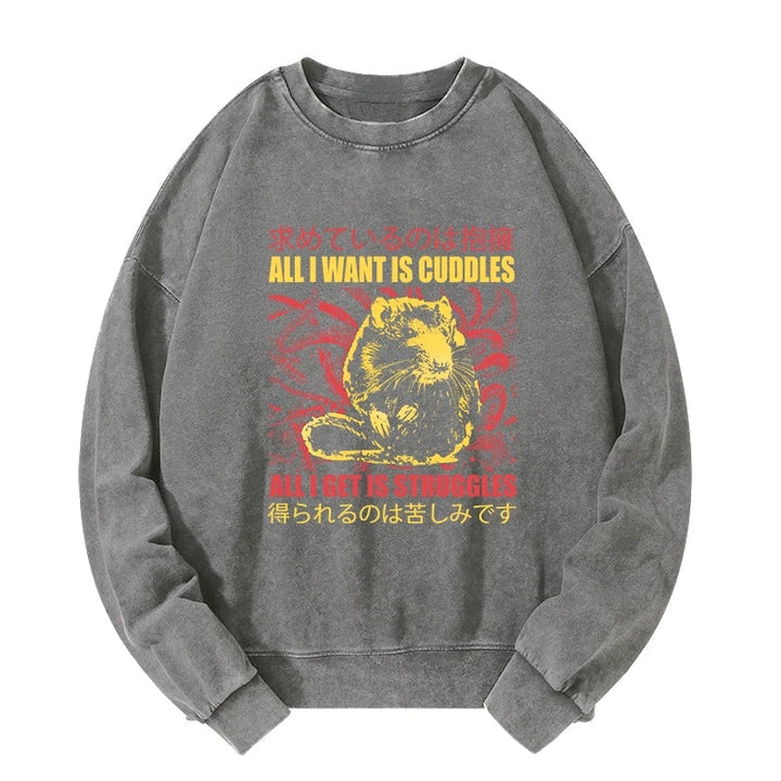 All I Want Is Cuddles Washed Sweatshirt