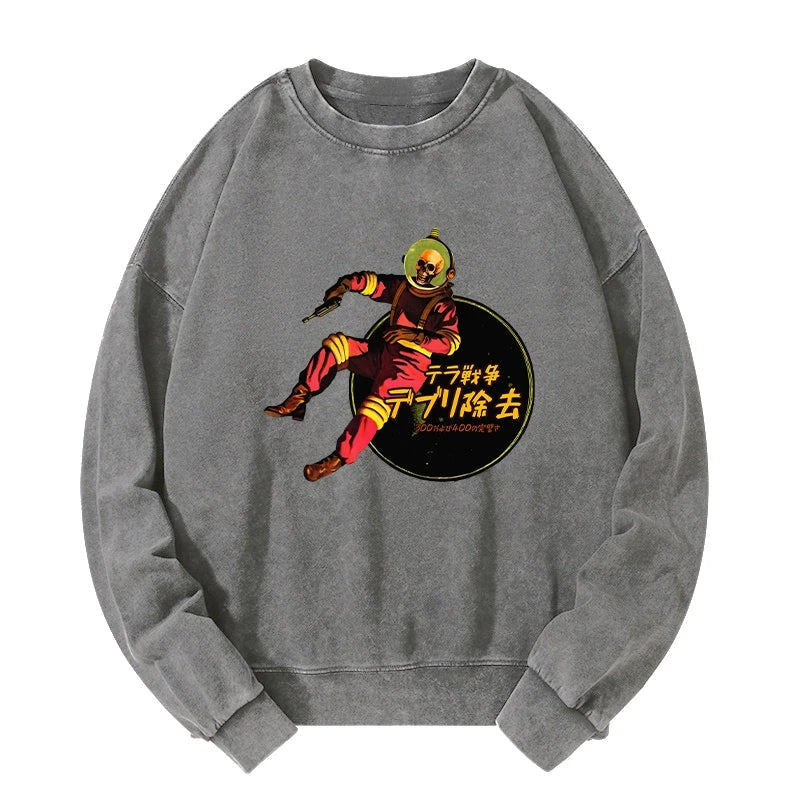 Skeleton Astronaut Washed Sweatshirt
