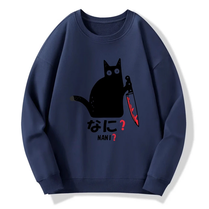 A Puzzled Cat Holding A Knife Sweatshirt