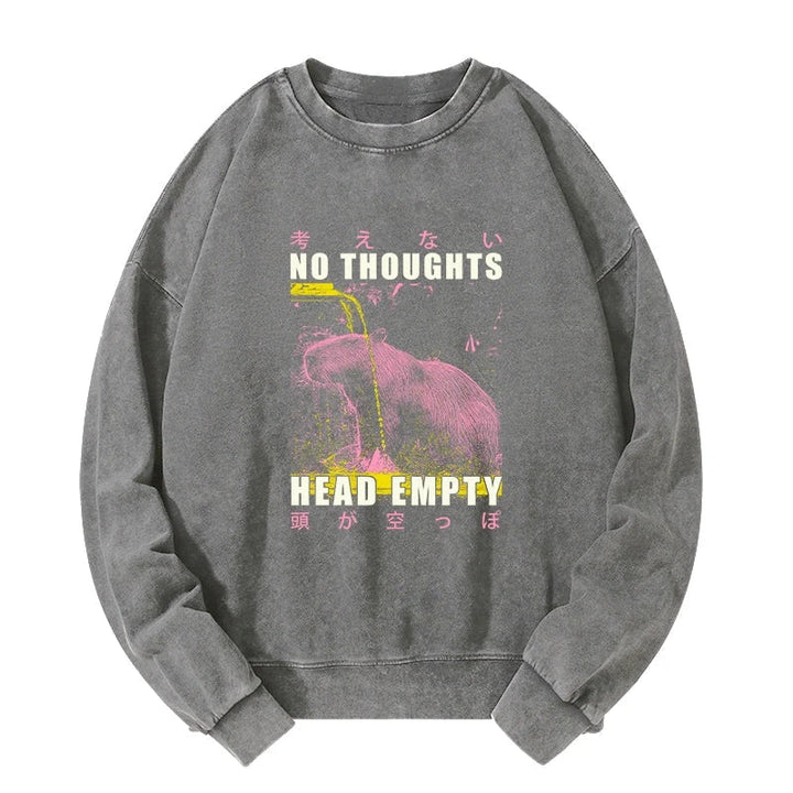 No Thoughts Head Empty Washed Sweatshirt