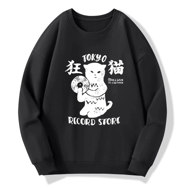 Tokyo Record Store Cat CD Sweatshirt