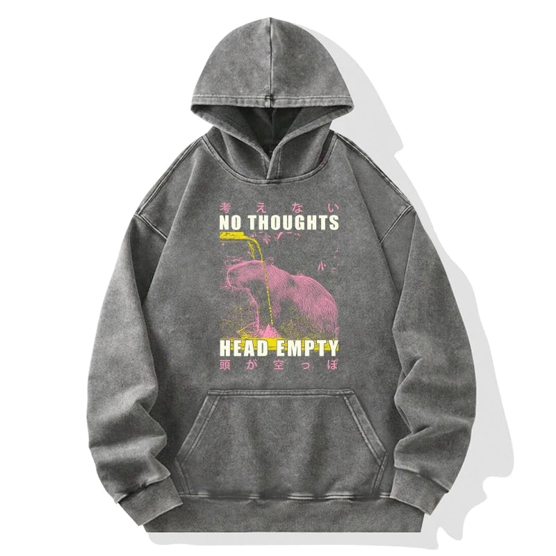 No Thoughts Head Empty Washed Hoodie