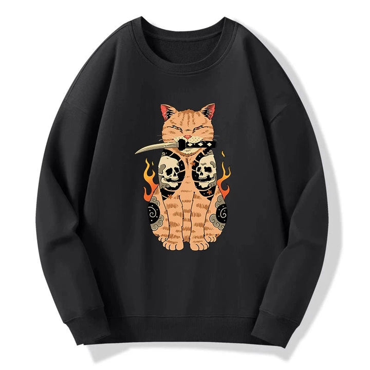 Catana Cat Skull Tattooed Samurai Sweatshirt