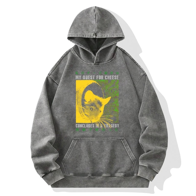 Mouse Has A Passion For Cheese Washed Hoodie