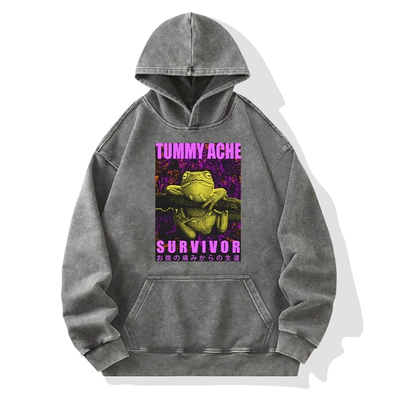 A Frog With Stomachache Washed Hoodie