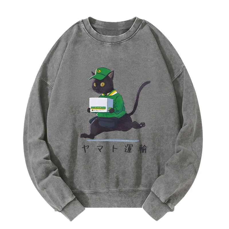 Black Cat Appreciation Day Washed Sweatshirt