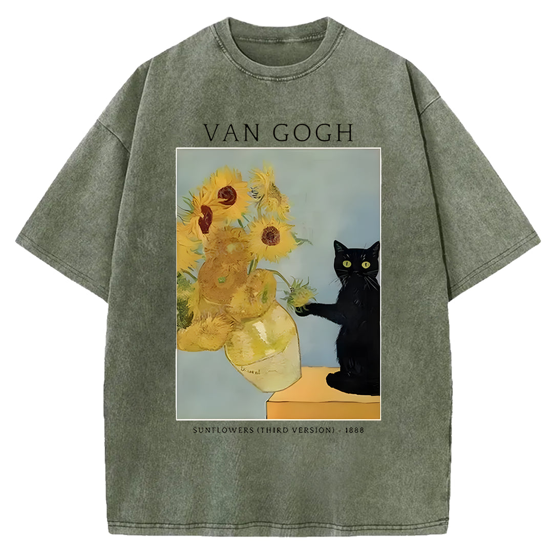 VAN GOGH Washed Crew Neck T-shirt