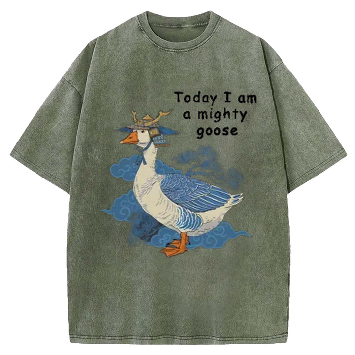 Today I Am Amighty Goose Washed Crew Neck T-Shirt