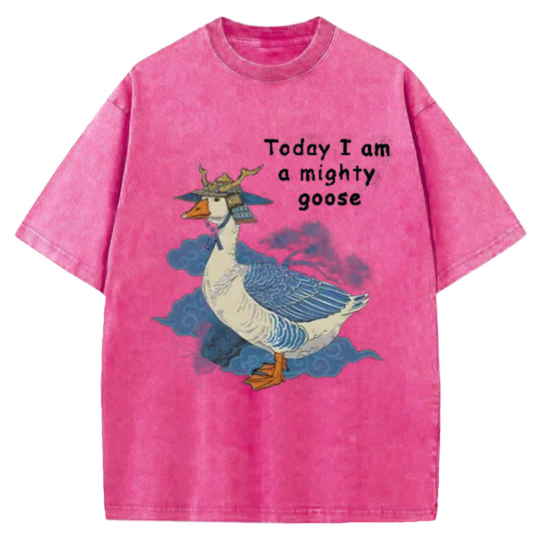 Today I Am Amighty Goose Washed Crew Neck T-Shirt