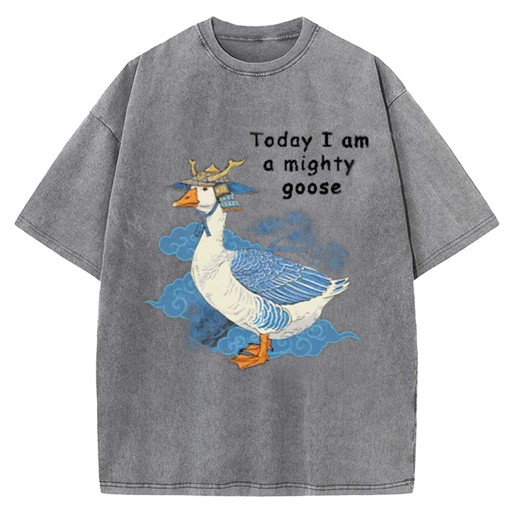 Today I Am Amighty Goose Washed Crew Neck T-Shirt