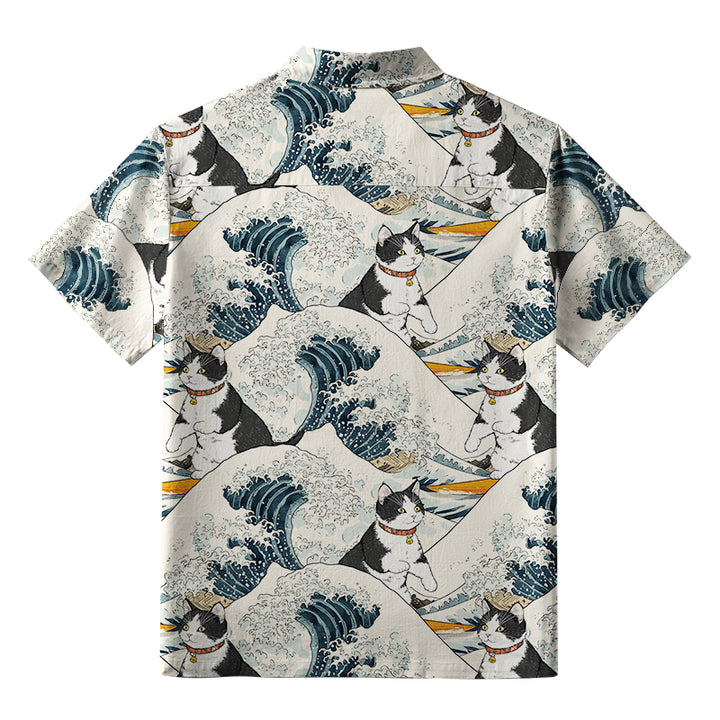 Funny Cat Surfing Aloha Hawaiian Shirt